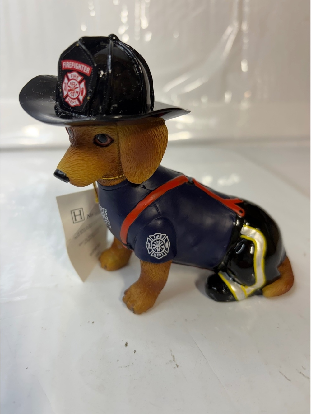 Hamilton Collection Fur Alarm Fire Firefighter Dachshund Figurine 2017 #0533